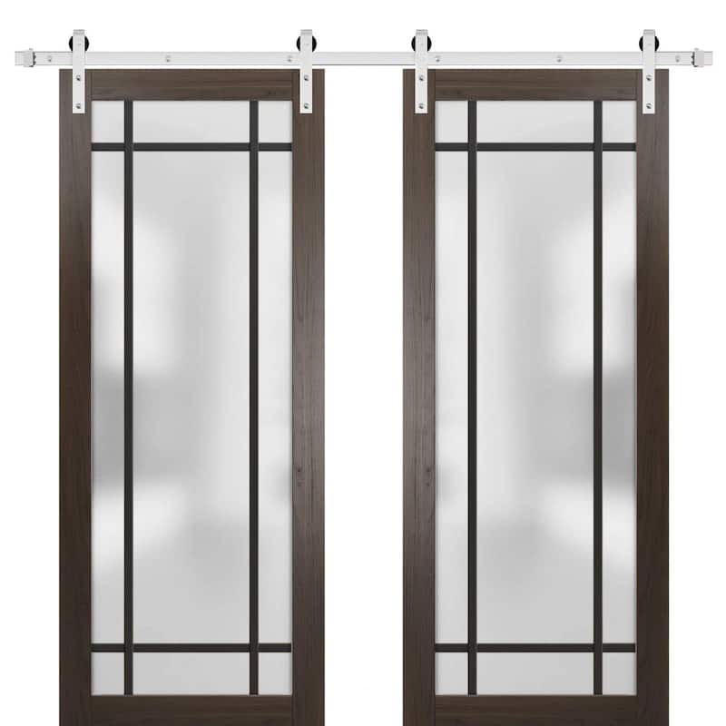 Sturdy Double Barn Door 36 x 80 Planum 2112 Chocolate Ash 13FT - Grey - 60" x 96" ( 2* 30x96)