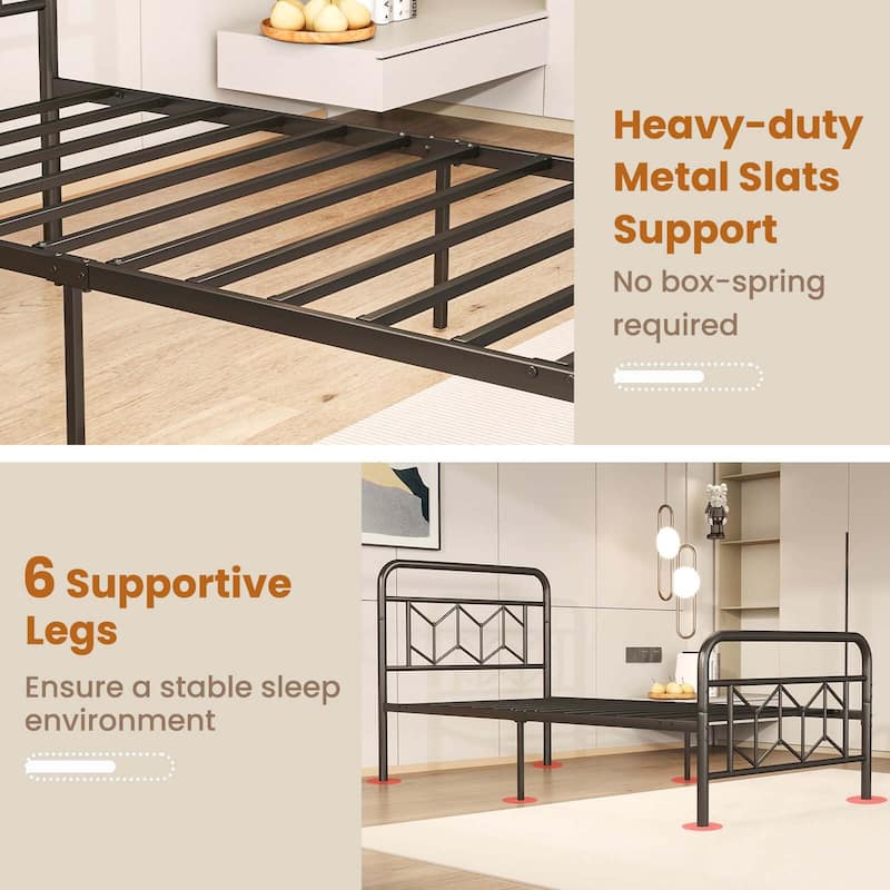 Costway Twin/Full/Queen/King Size Bed Frame Mattress Foundation with