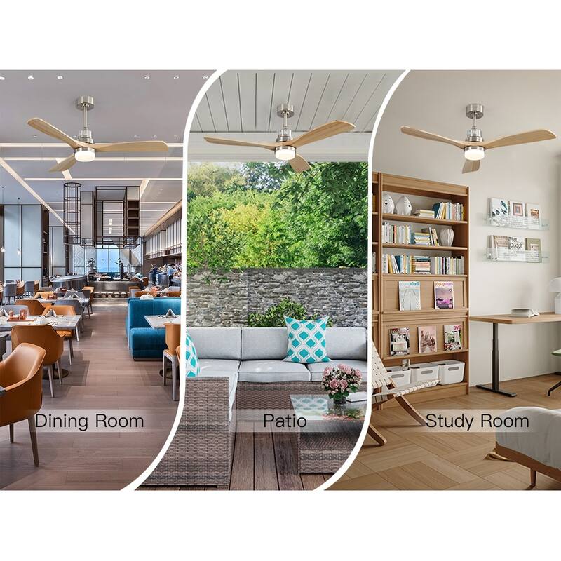 48 Inch Wood Ceiling Fan with Light and Remote/Smart App Control, Dimmable Lights Included