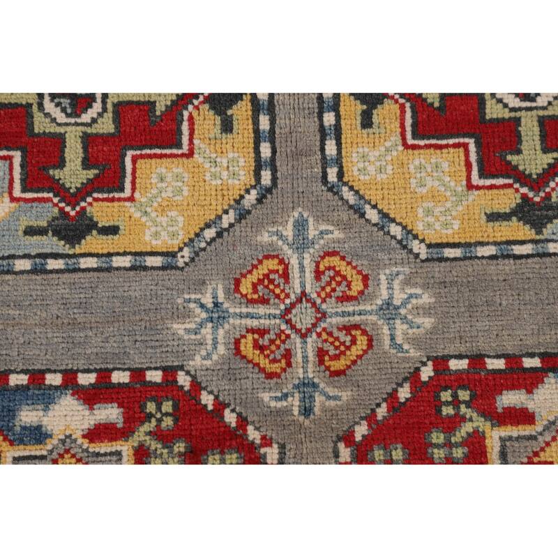 All-Over Gray Kazak Oriental Area Rug Handmade Bedroom Wool Carpet - 6'5" x 9'10"