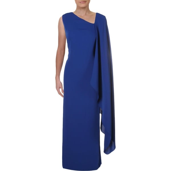 Lauren Ralph Lauren Womens Evening Dress Asymmetric Cape Overlay - Blue. Opens flyout.