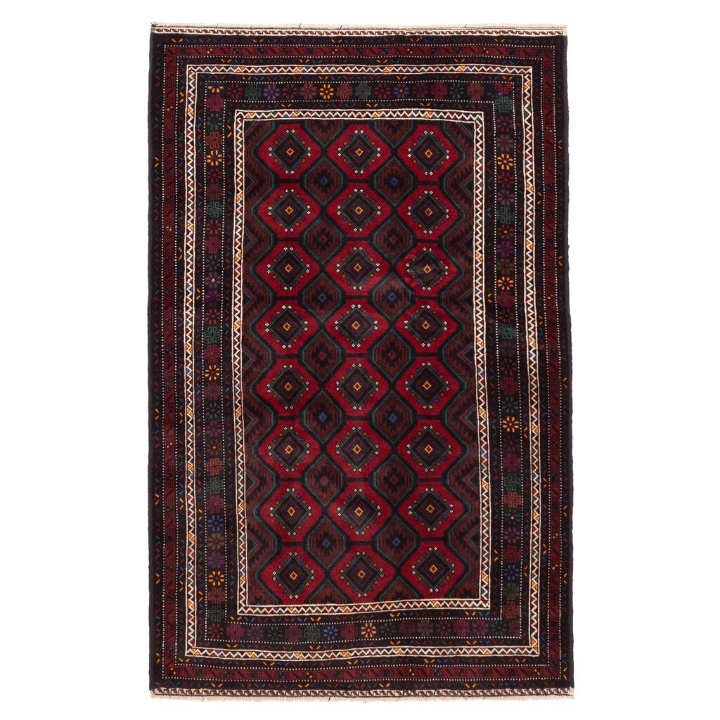 ECARPETGALLERY Hand-knotted Teimani Red Wool Rug - 4'1 x 6'8