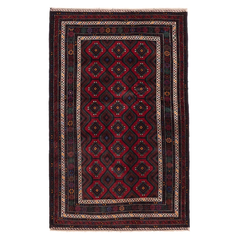ECARPETGALLERY Hand-knotted Teimani Red Wool Rug - 4'1 x 6'8
