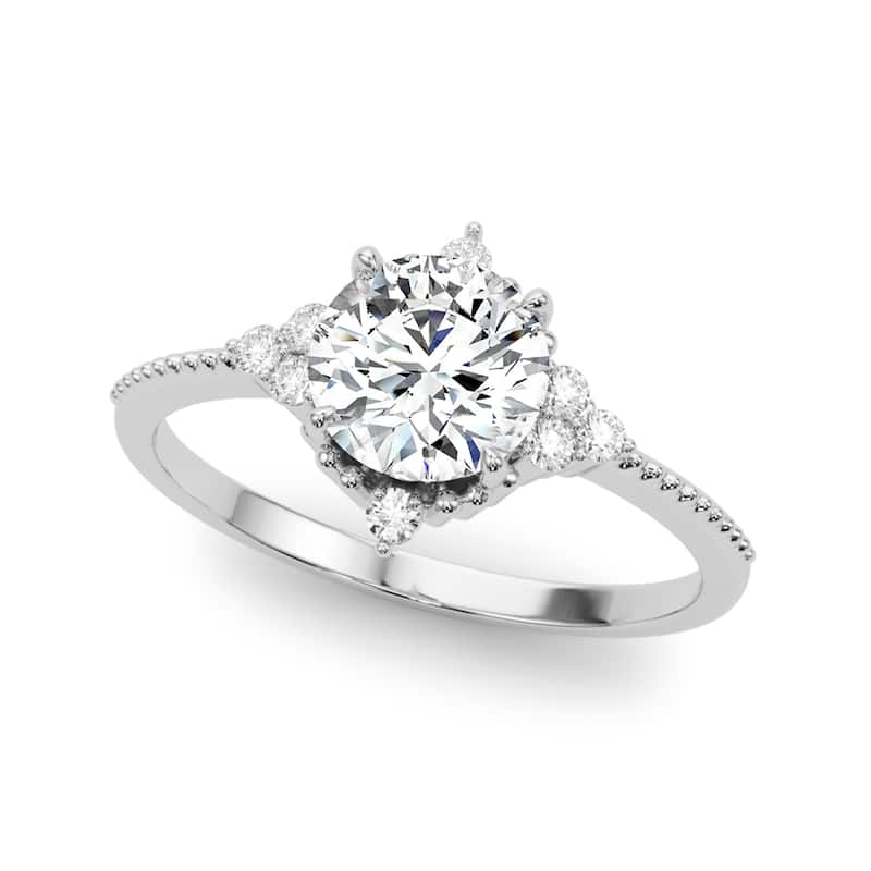 Auriya 14k White Gold Lab Grown Round Diamond Halo Engagement Ring 0.50 to 5.00 ct. tw. (F-G VS) - 1.00 ct. center - 7