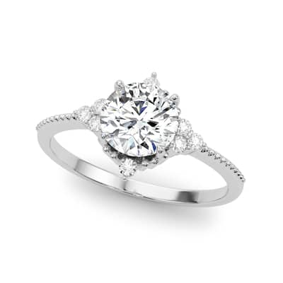 Auriya 14k White Gold Lab Grown Round Diamond Halo Engagement Ring 0.50 to 5.00 ct. tw. (F-G VS)