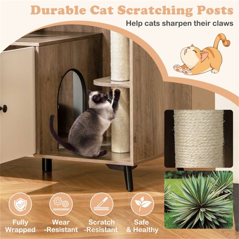 Cat Litter Box With Cat Scratching Post, Cat Apartment, Cat House, Locker - 40" x 20" x 36"