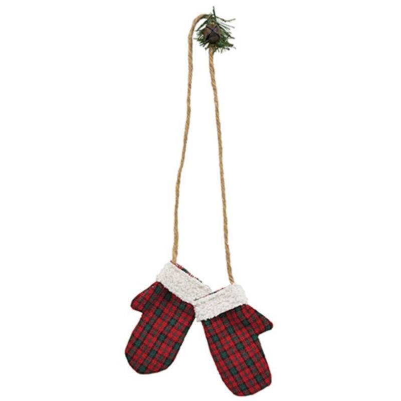 Rustic Red and Green Mitten Garland 33 Inch Christmas Decor - Red-Green