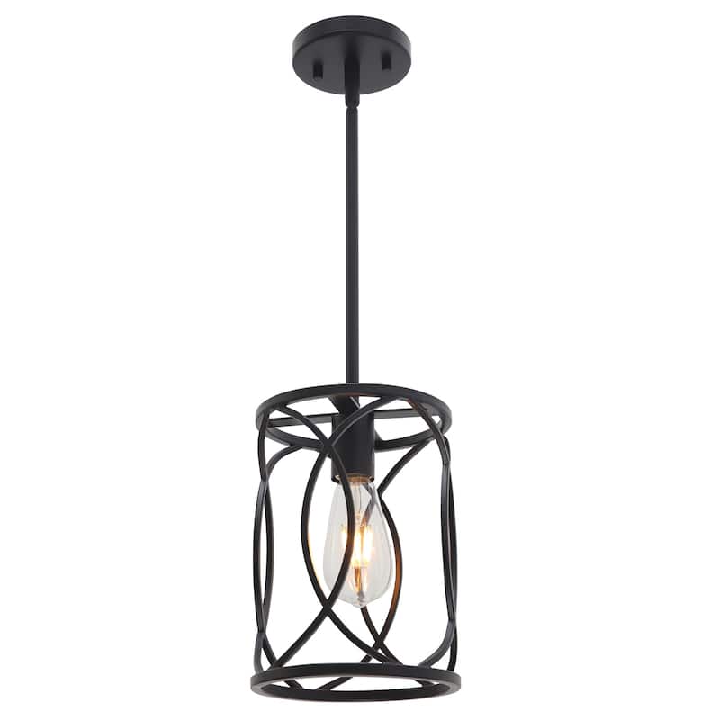 Black Farmhouse Chandelier Pendant Light Fixtures - Round-7.09''