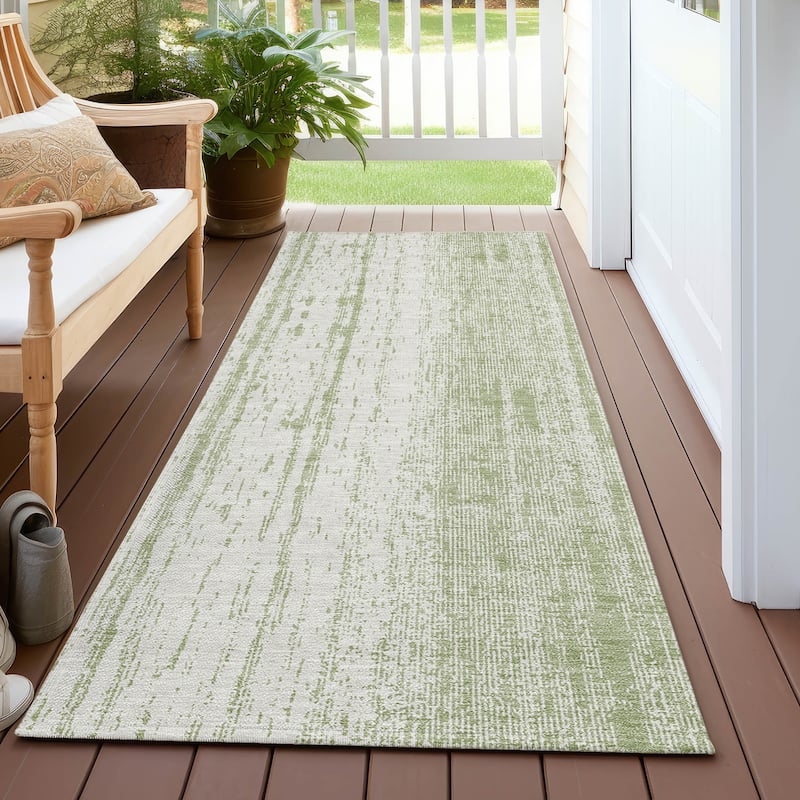 Machine Washable Indoor/ Outdoor Chantille Ombre Stripes Rug - Aloe - 2'3" x 7'6"