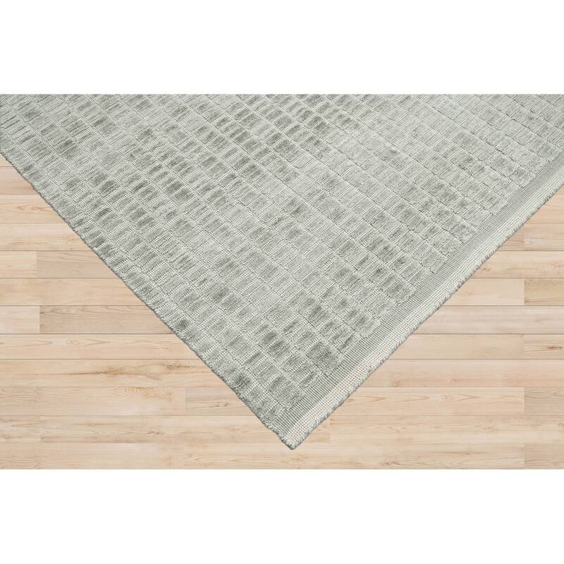 Hand Knotted Textured Tone On Tone Gray Tibetan Wool Modern Area Rug - 5' 11'' x 9' 4''