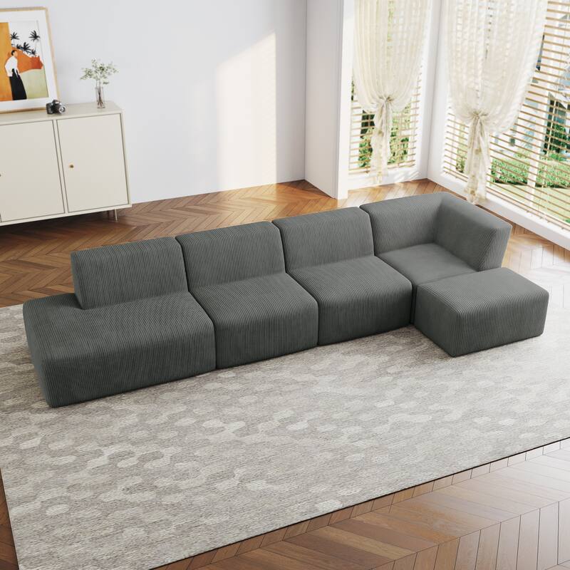 Oversize 5-Piece Modular Sectional Sofa Set with Ottomans