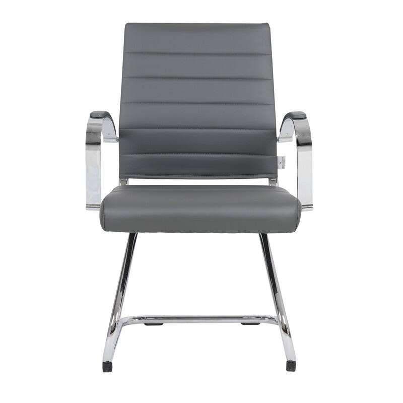 Benmar Series Mid Back Modern Leather Office Executive Desk Chair, Ergonomic Seating with Stainless Steel Sled Base
