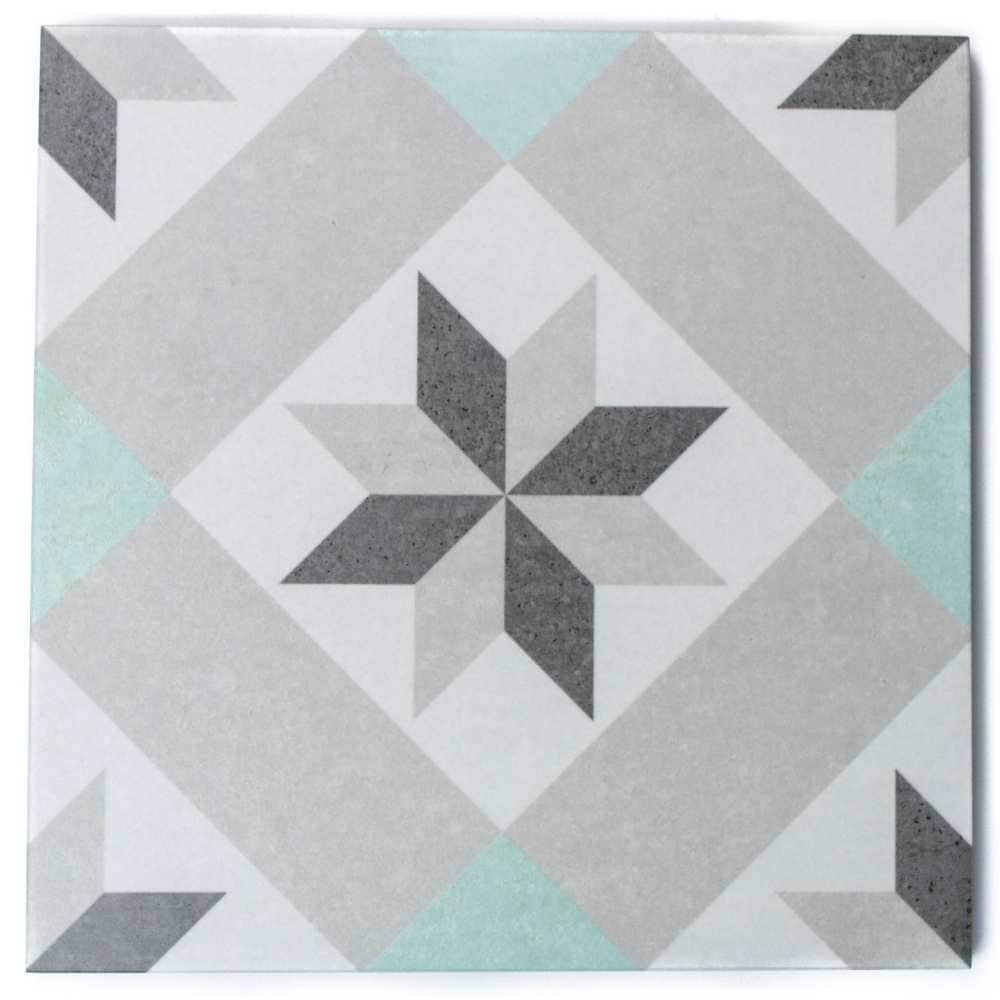 Moon Star 9x9 Pearl Grey Matte Porcelain Geometric Tile - Floor, Backsplash Wall