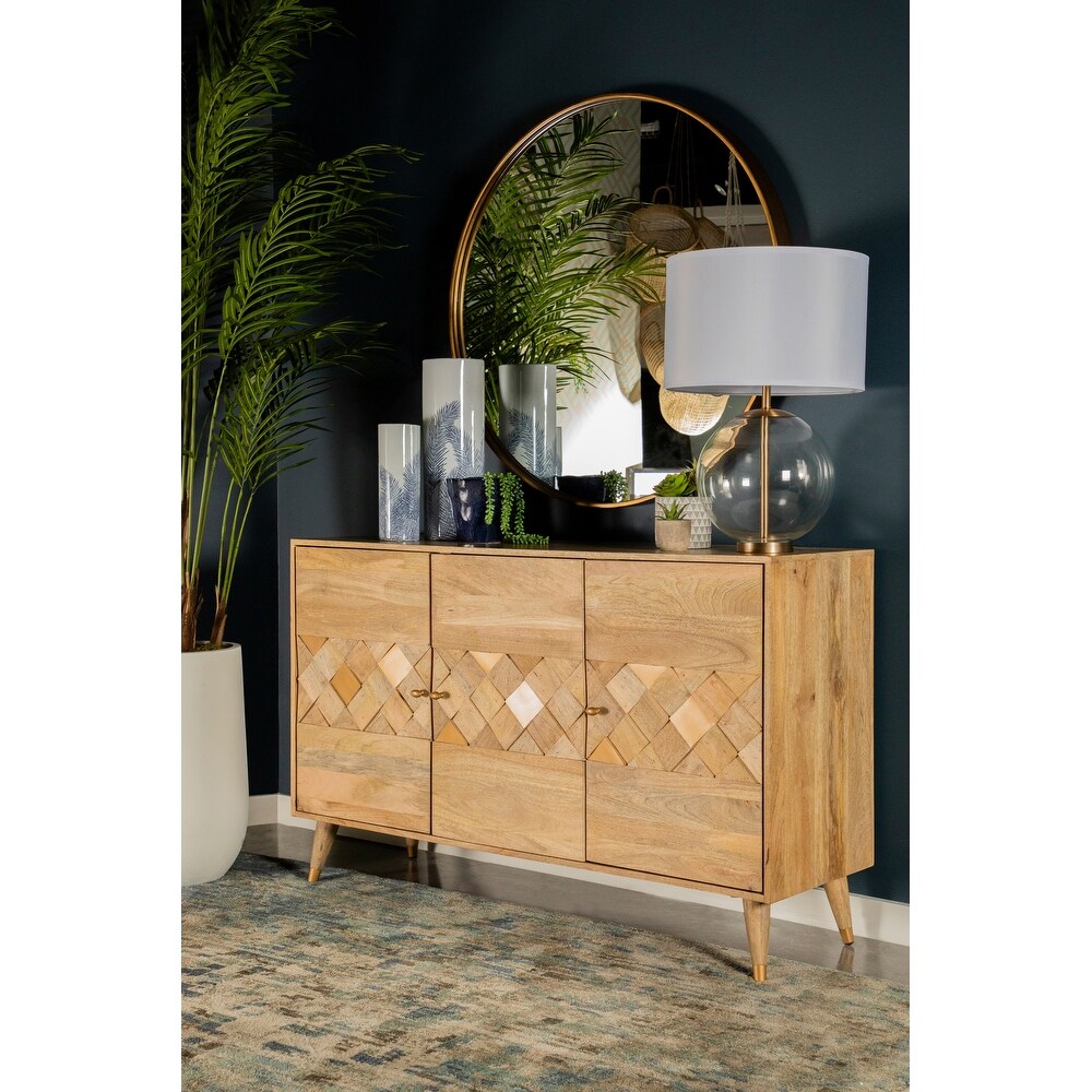 Coaster Natural Checkered Pattern 3-door Accent Cabinet (Natural)