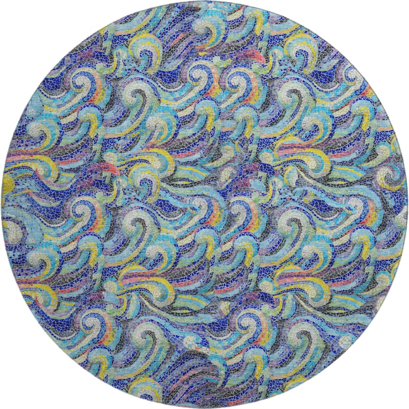 Premium Washable Super Soft Contemporary Mosaic Wave Mayfield Rug