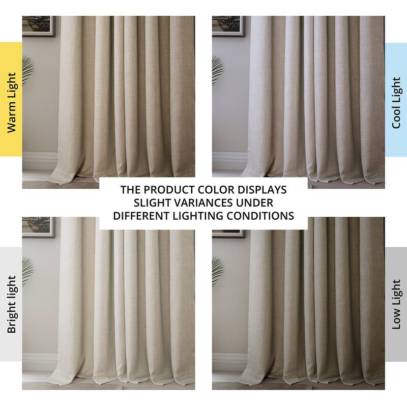 Exclusive Fabrics French Pleated Textured Faux Linen Room Darkening Curtains for Bedroom & Living Room Curtains Single Panel