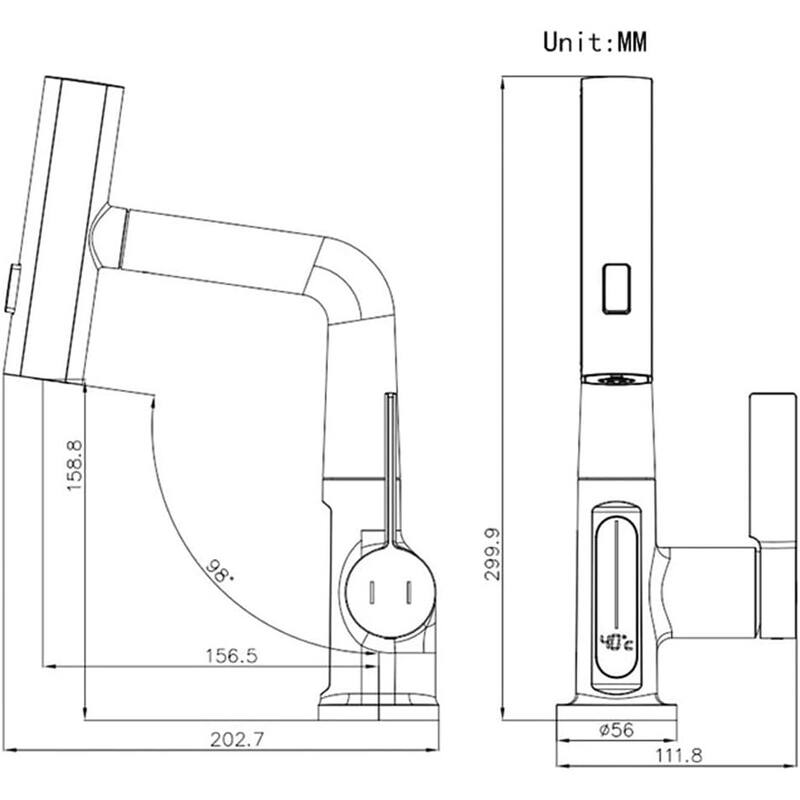 Pull Out Lift Bathroom Sink Faucet with LED Temperature Digital Display and 3 Water Spray Modes, Corrosion Resistant