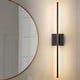 preview thumbnail 34 of 119, 1-Light Black/ Gold/ Nickel Modern Long Linear Strip Wall Sconce Dimmable LED Bathroom Vanity Light