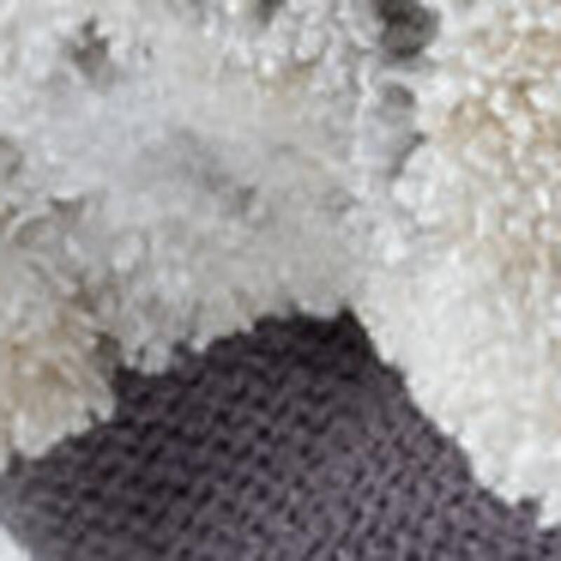 HomeRoots 18" Ivory and Light Gray Upholstered Medallion Pouf Ottoman