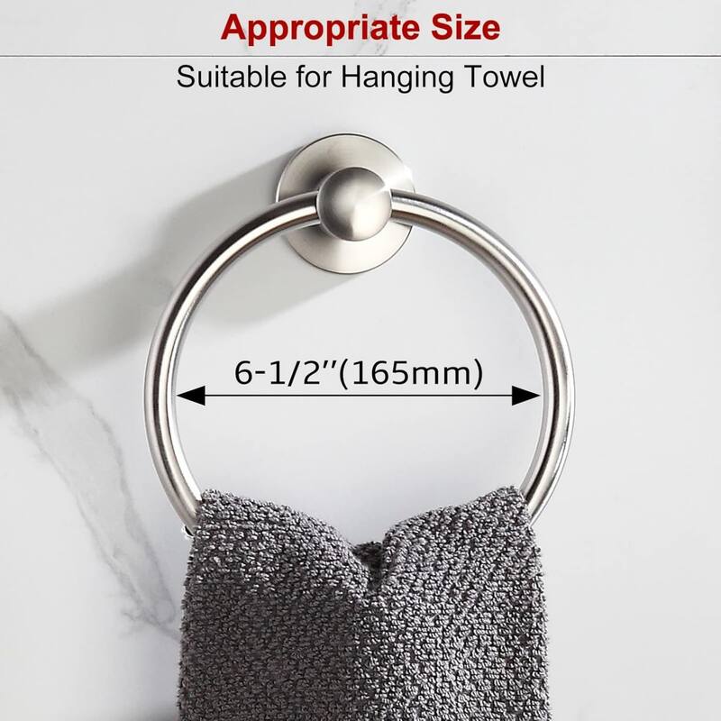 2-pack 304 stainless steel towel ring wall mounted bathroom towel rack round towel rack