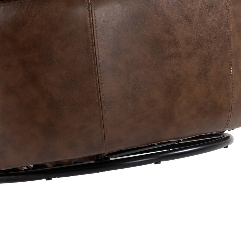 Modern Upholstery Barrel Swivel Chair Faux Leather