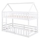 preview thumbnail 6 of 13, House Bunk Bed Toddler Floor Bed Solid Wood Kids Bed with Safety Fence and Lockable Small Door for Kids-Twin over Twin, White