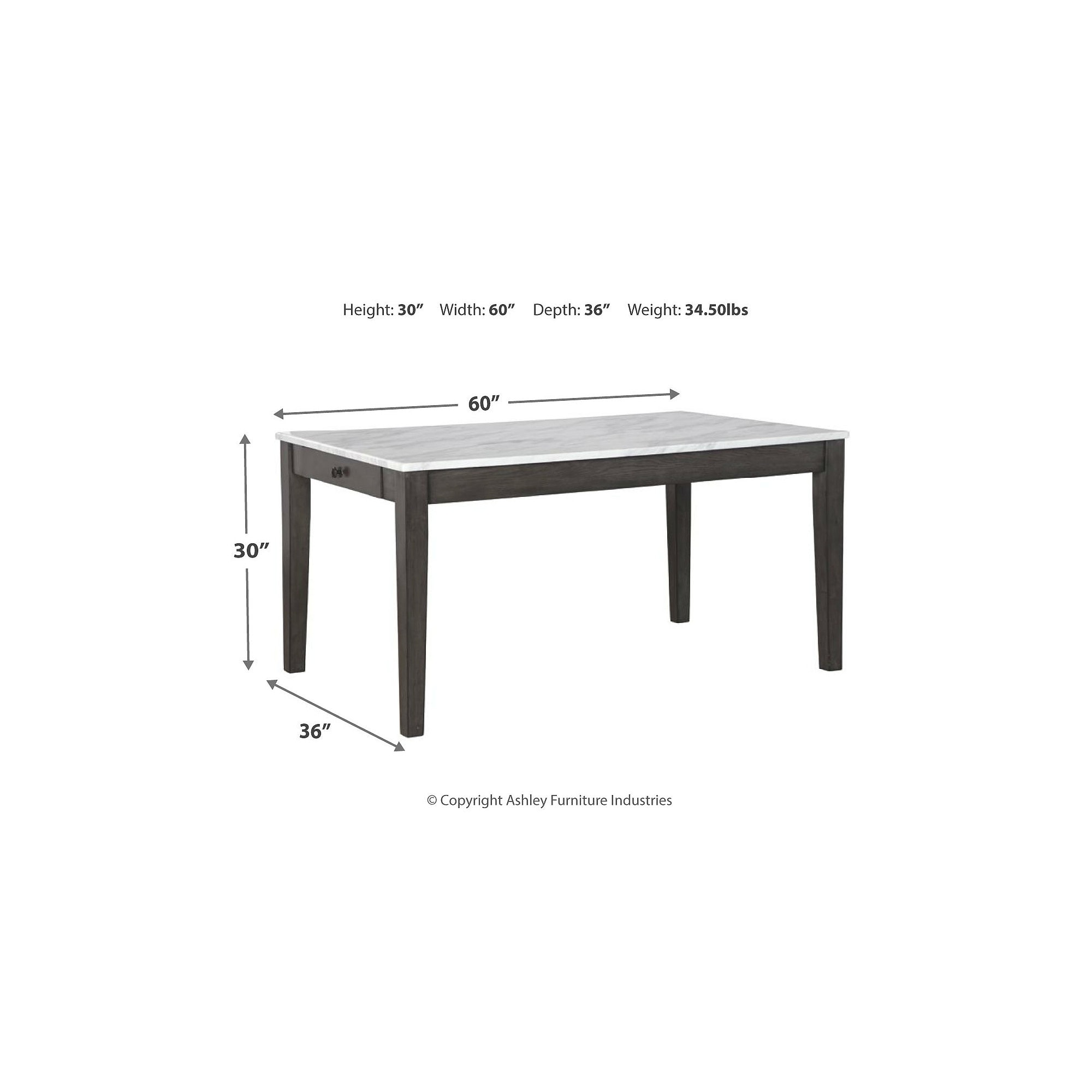 Luvoni White Dark Charcoal Gray Rectangular Dining Room Table 60