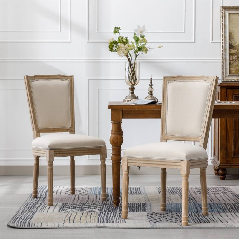 Solid Wood Frame Linen Fabric Dining Chair