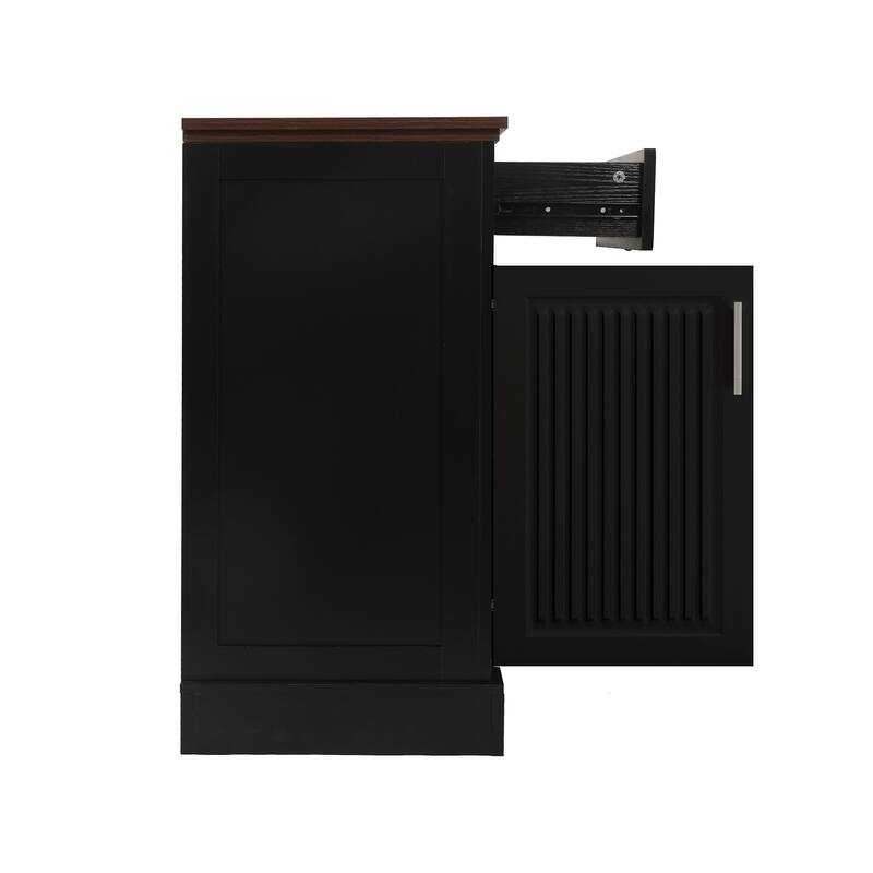 63 Inch Fluted Sideboard Buffet Cabinet with 4 Doors, 3 Drawers & Coffee Bar Station