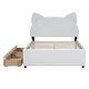 preview thumbnail 12 of 10, Full Upholstered Platform Bed with 2 Drawers, Cute Wood Bed Frame Cartoon Ears Shaped Headboard, No Box Spring Required White