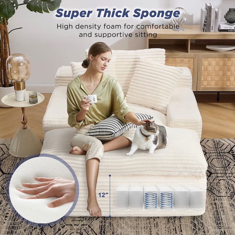 67" Upholstered Chaise Lounge Chair Sleeper Sofa Bed with Pillows, No Assembly Required