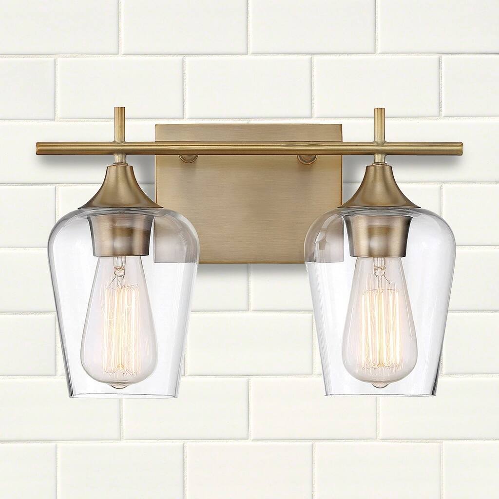 Lexi Home Two Light Bath Bar Octave Warm Brass - Exact Size
