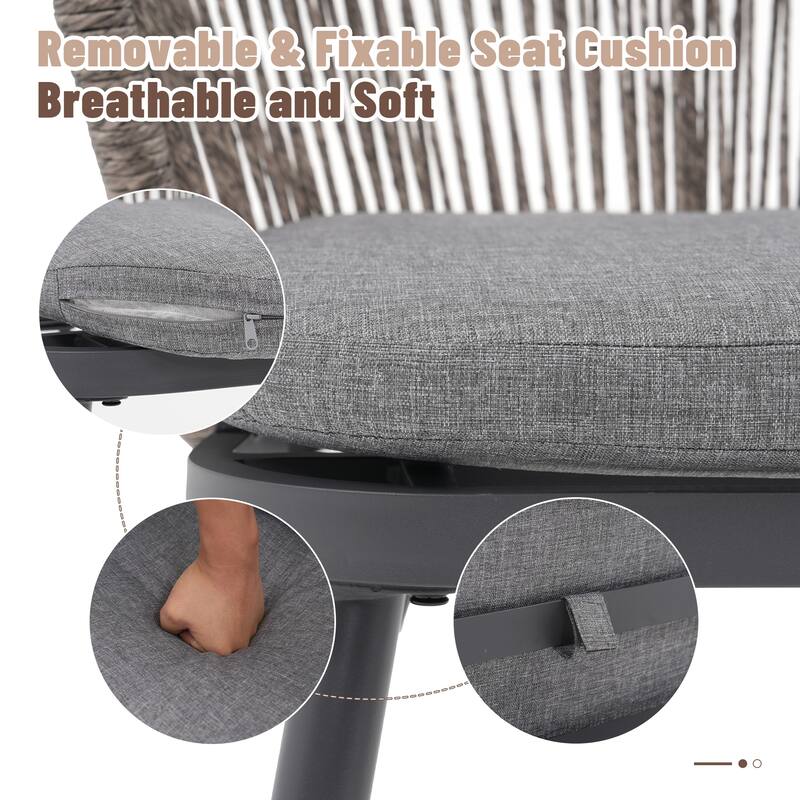 Outdoor 7-Piece Dining Chair with Shell-Shaped backrest and Table Set