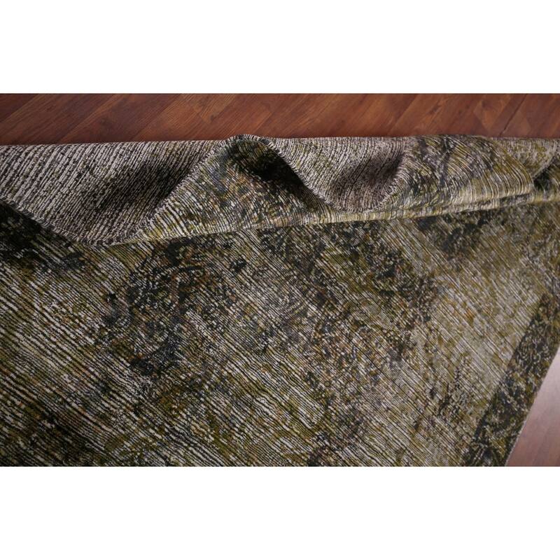 Abstract Indian Area Rug Hand-Knotted Wool Carpet - 5'0"x 7'11"