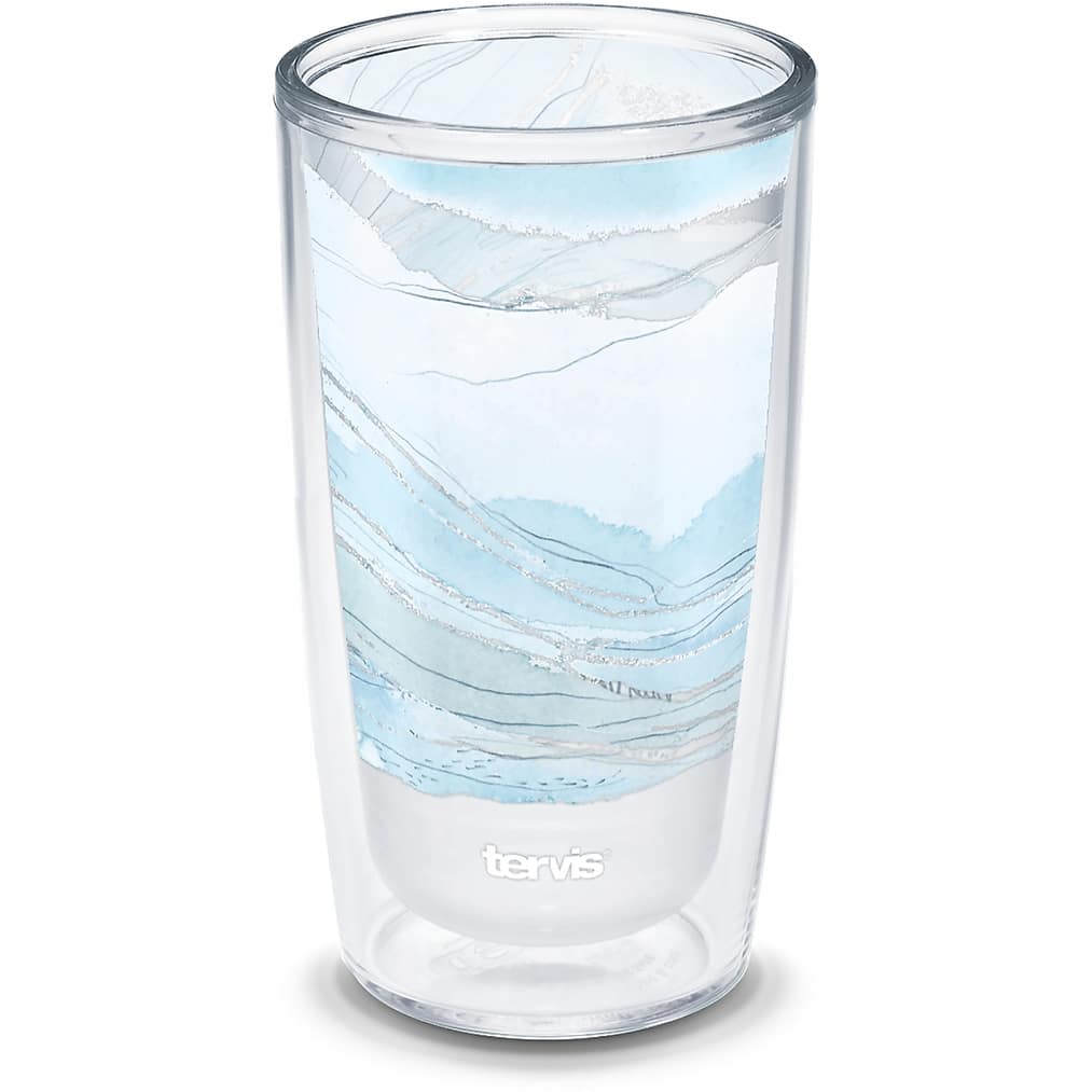 Tervis Kelly Ventura Crystal Blue Collection Made in USA Double Walled Insulated Travel Tumbler, Currents - 16oz