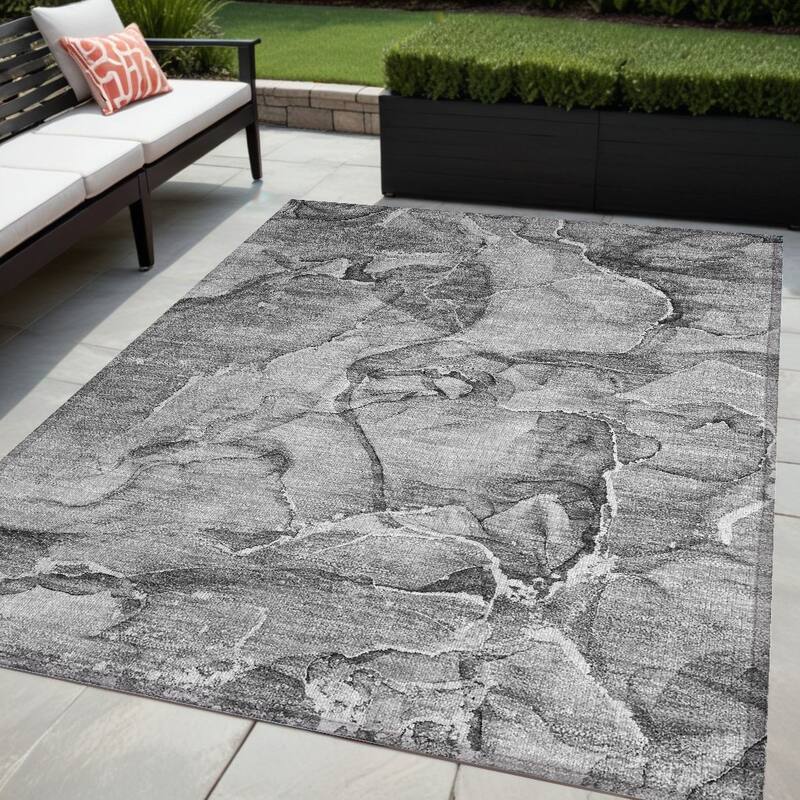 Lalu Artistic Abstract Weather Resistant Blended Style Outdoor Rug - 5' X 8' - Multi