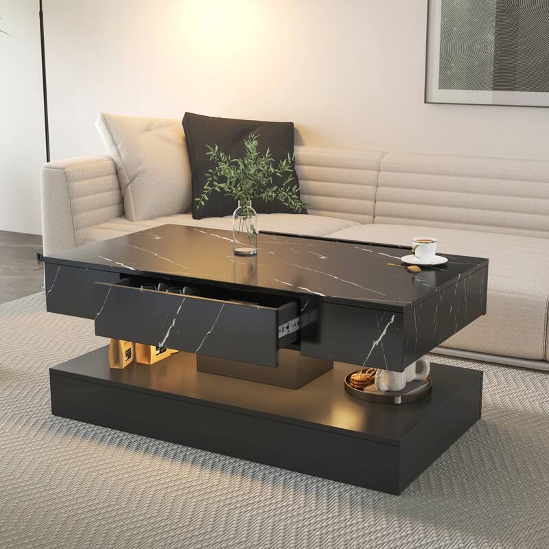 16.93IN High LED Coffee Table with Storage