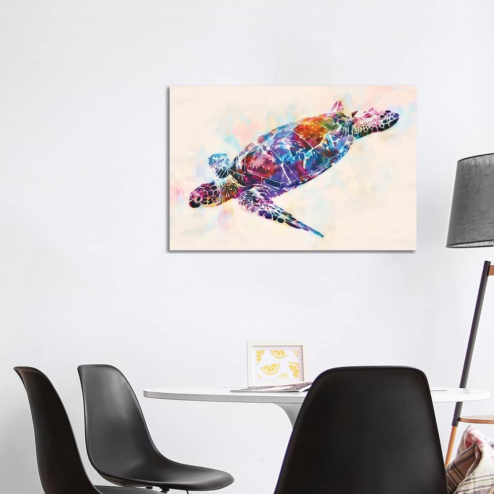 iCanvas "Watercolor Colorful Hawaiian Sea Turtle I" by Christine Zalewski Canvas Print
