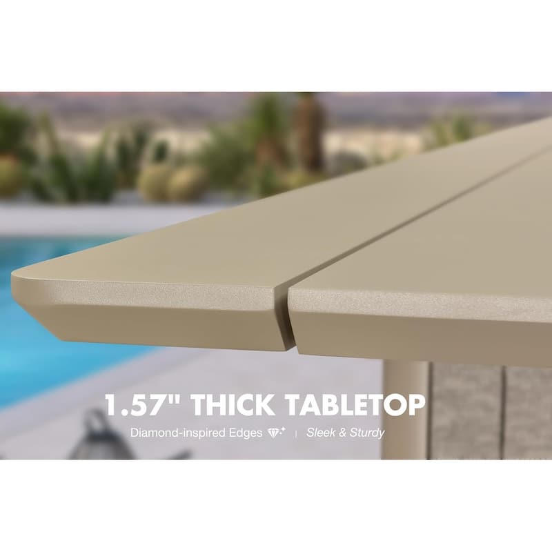 PURPLE LEAF Santorini 7 Piece Khaki Patio Sectional Sofa Set with Ottoman Cushions Poolside Garden Outdoor Conversation Sets