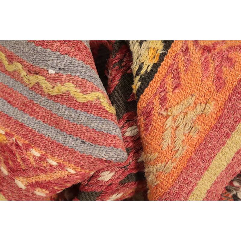 Hand Woven Oriental 100% Wool Carpet Southwestern Tribal Multi-Colored Kilim Area Rug - 11' 2'' X 5' 9''