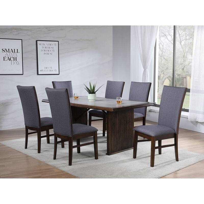 Sherwood Rectangular Dining Table Set Brown - 7-Piece