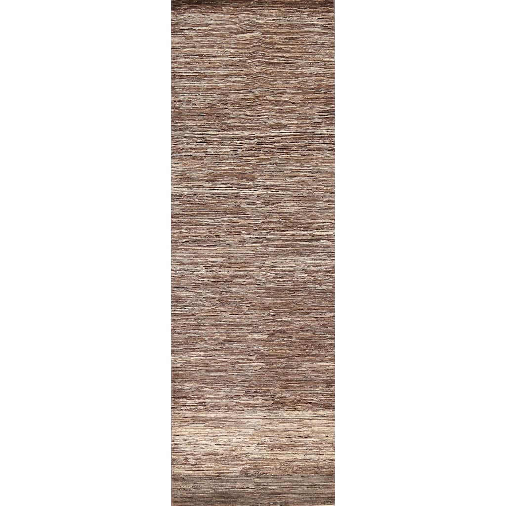 Modern Gabbeh Kashkoli Wool Runner Rug Hand-knotted Oriental Carpet - 2'10" x 9'9"