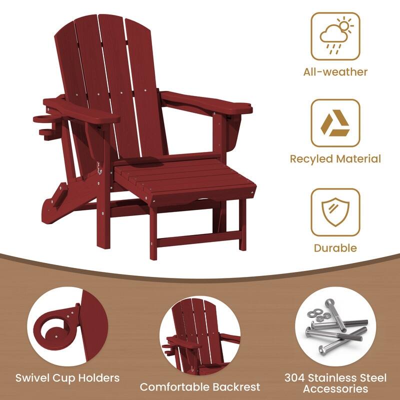 Folding Outdoor Chair with 3-Position Reclining Backrest & Telescoping Footrest