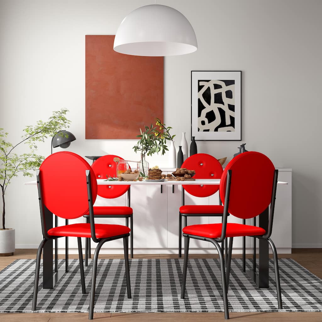 Modern 4 Piece Bar Dining Chairs with Cushions, Waterproof, Metal Legs for Dining Room Kitchen Living Room Bedroom