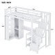 preview thumbnail 4 of 12, Metal Full Loft Bed With Desk, USB Ports, 5-Layer Shelf, Wardrobe And Stepped Stairs, White