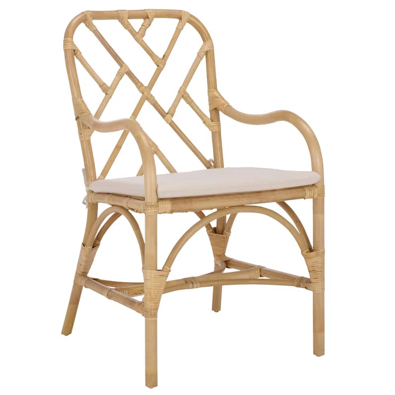 SAFAVIEH Home Olala Rattan Arm Dining Chair - 23"W x 20"D x 37"H