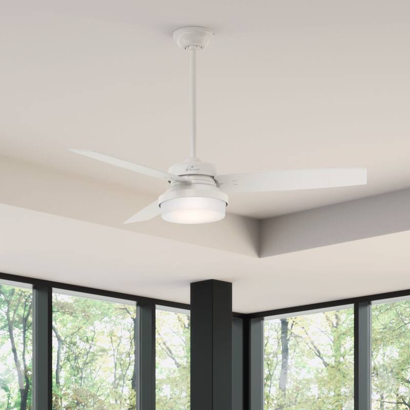 Hunter Fan Sentinel Brushed Nickel 52-inch Ceiling Fan with 3 Reversible Blades - Silver - Fresh White