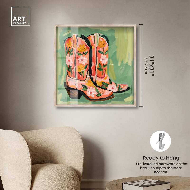Wildflower Cowboy Boots Shadowbox by Art Remedy