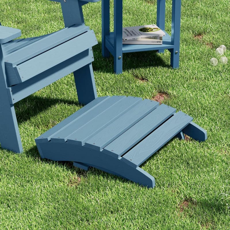 WINSOON All Weather HIPS Outdoor Folding Ottoman Adirondack Chair Footrest Set Of 2
