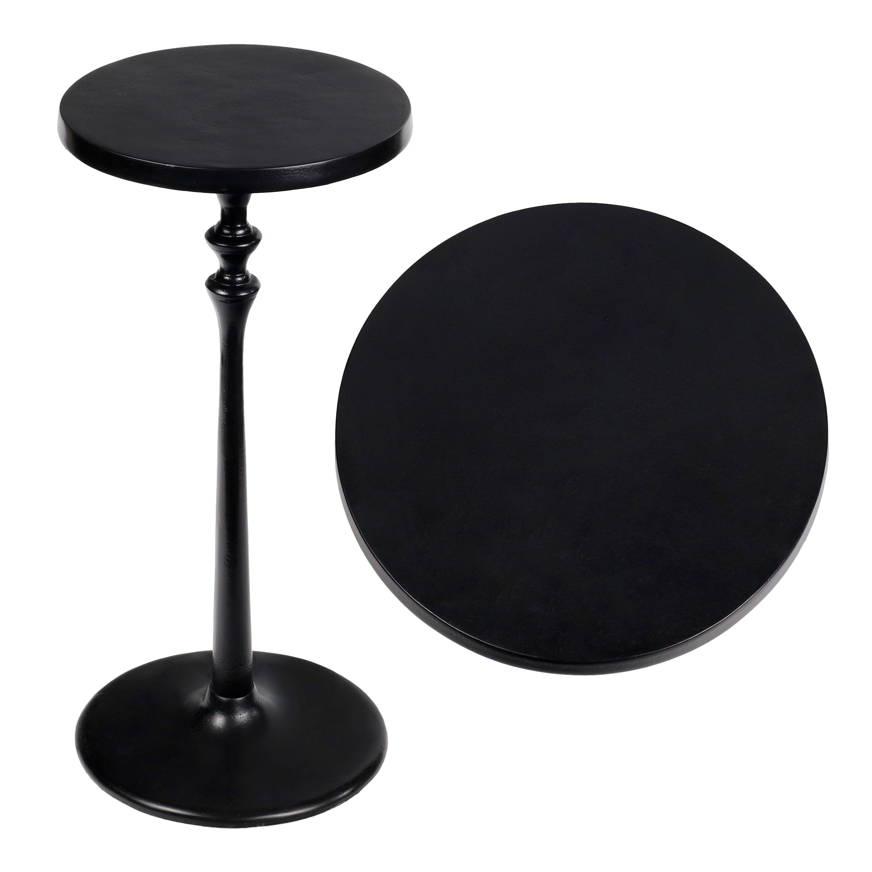 Lulu Modern Round Metal Drink Table, Pedestal Martini Accent Side Table for Small Spaces